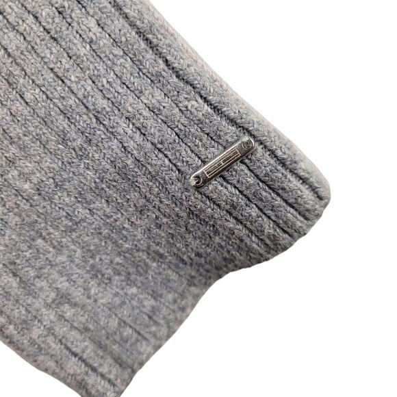 Tommy Hilfiger Women's Knit Velvet Logo Crewneck Wool Blend Sweater Large Gray - Picture 3 of 10